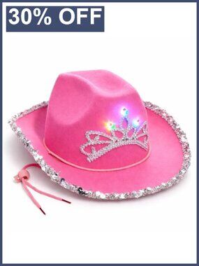 Kids Light Up Cowgirl Hat Felted Wool Sequins Costume Accessory